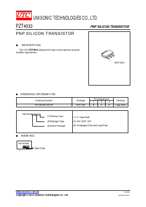 PZT4033 Datasheet PDF Unisonic Technologies