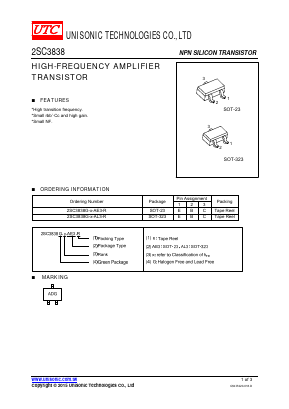 2SC3838G-X-AE3-R Datasheet PDF Unisonic Technologies