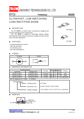 BYC5G-6-TA2-T Datasheet PDF Unisonic Technologies