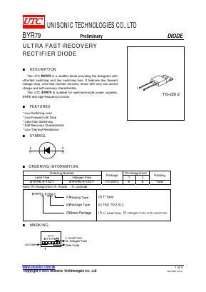 BYR79 Datasheet PDF Unisonic Technologies