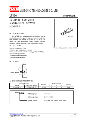UF450 Datasheet PDF Unisonic Technologies