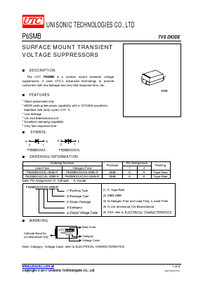 P6SMB180A Datasheet PDF Unisonic Technologies