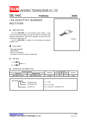 SBL1040CL-TA3-T Datasheet PDF Unisonic Technologies