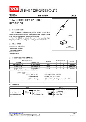 SB120 Datasheet PDF Unisonic Technologies