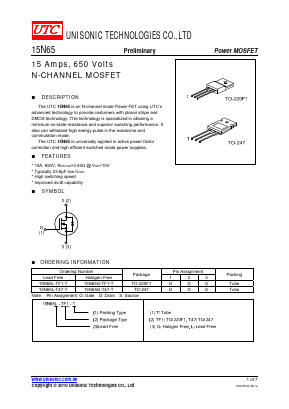 15N65G-T47-T Datasheet PDF Unisonic Technologies