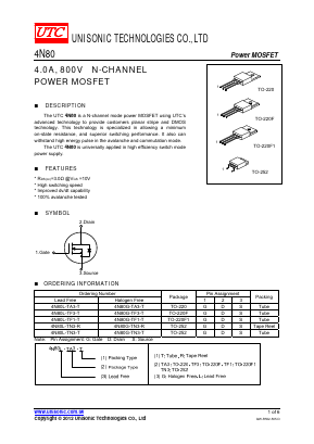 4N80 Datasheet PDF Unisonic Technologies