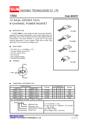 10N60L-X-TA3-T Datasheet PDF Unisonic Technologies