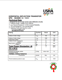 BU508D Datasheet PDF Usha Ltd 