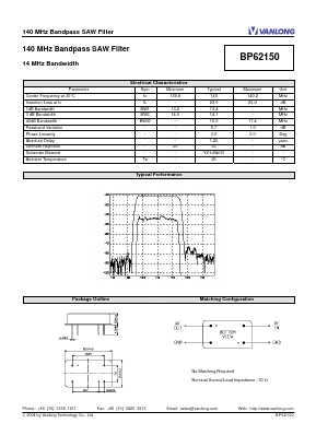 BP62150 Datasheet PDF Vanlong Technology Co., Ltd.
