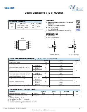 CEM4936 Datasheet PDF VBsemi Electronics Co.,Ltd