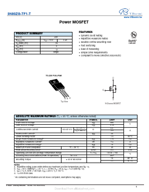 3N80ZG-TF1-T Datasheet PDF VBsemi Electronics Co.,Ltd