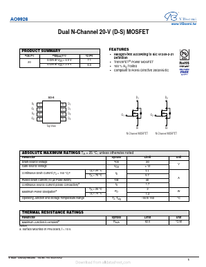 AO9926 Datasheet PDF VBsemi Electronics Co.,Ltd
