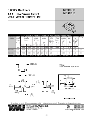 MD90U18 Datasheet PDF Voltage Multipliers Inc