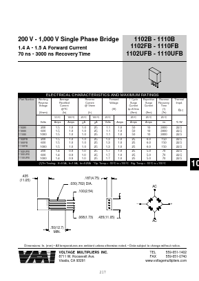 1110B Datasheet PDF Voltage Multipliers Inc