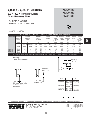 1N6513U Datasheet PDF Voltage Multipliers Inc