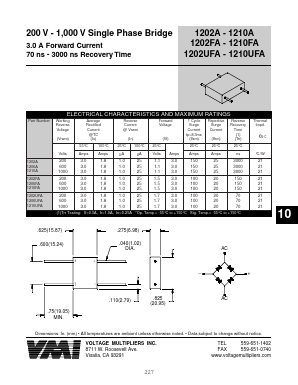 1202A Datasheet PDF Voltage Multipliers Inc
