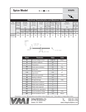 M10UFG Datasheet PDF Voltage Multipliers Inc