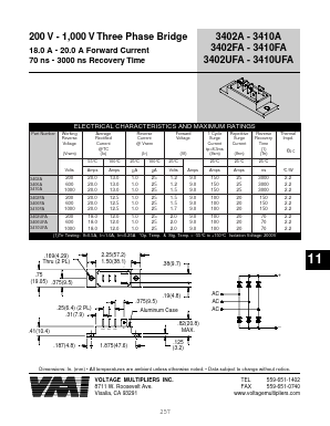 3410UFA Datasheet PDF Voltage Multipliers Inc
