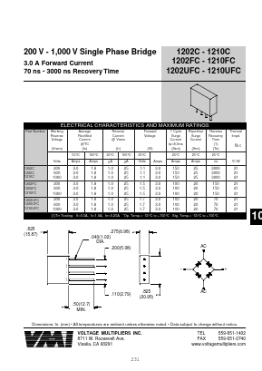 1206C Datasheet PDF Voltage Multipliers Inc