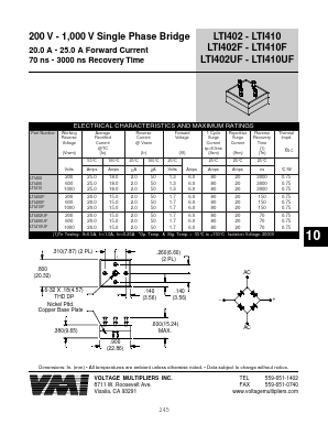 LTI1410UF Datasheet PDF Voltage Multipliers Inc