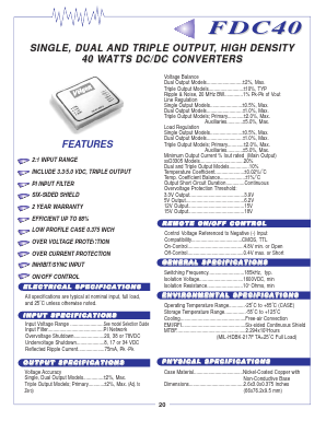 FDC40-12S33 Datasheet PDF Volgen Kaga Electronics Inc.