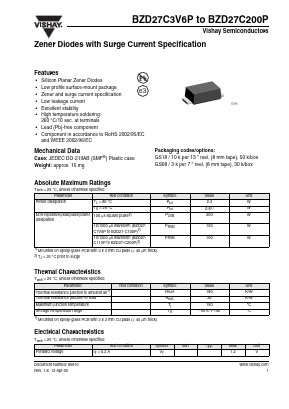 BZD27C180P Datasheet PDF Vaishali Semiconductor 