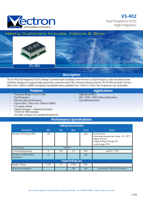 VS-402 Datasheet PDF Vectron International