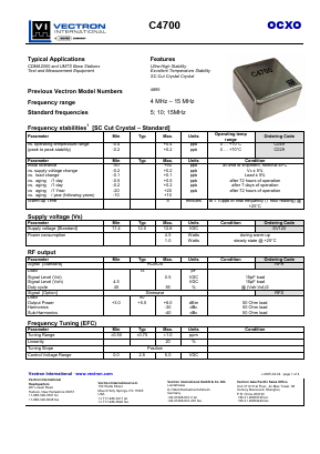 C4700 Datasheet PDF Vectron International