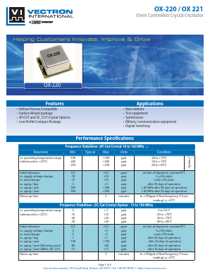 OX-2215-EEE-5082 Datasheet PDF Vectron International