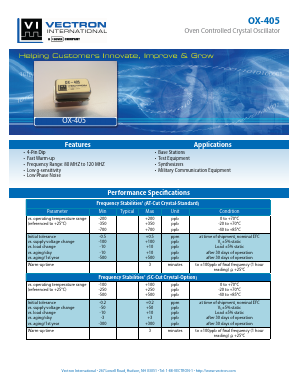 OX-405 Datasheet PDF Vectron International