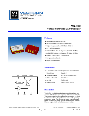 VS-500 Datasheet PDF Vectron International