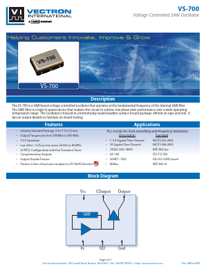 VS-700-LFF Datasheet PDF Vectron International