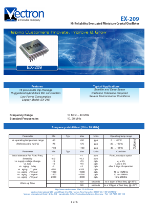 EX-209-CAF-157FS Datasheet PDF Vectron International