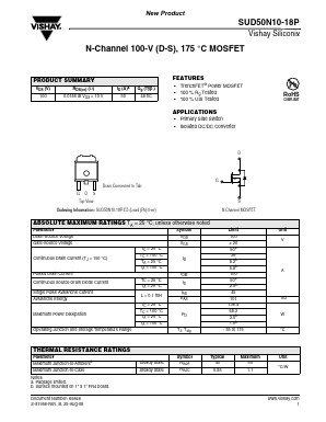 SUD50N10-18P Datasheet PDF Vishay Semiconductors