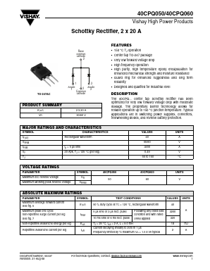 40CPQ050 Datasheet PDF Vishay Semiconductors
