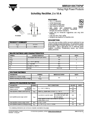 MBR20100CTKPBF Datasheet PDF Vishay Semiconductors