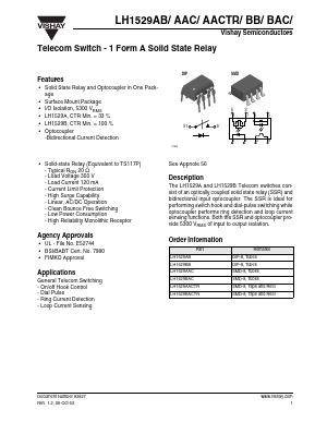 LH1529BAC Datasheet PDF Vishay Semiconductors