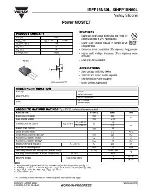 IRFP15N60L Datasheet PDF Vishay Semiconductors