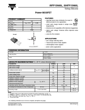 IRFP15N60LPBF Datasheet PDF Vishay Semiconductors
