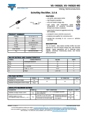 1N5820-M3 Datasheet PDF Vishay Semiconductors