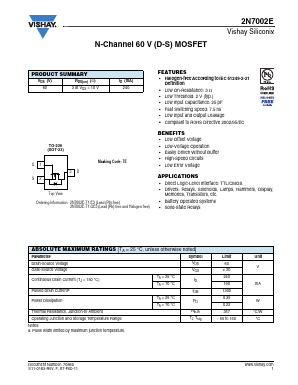 2N7002E-T1-GE3 Datasheet PDF Vishay Semiconductors