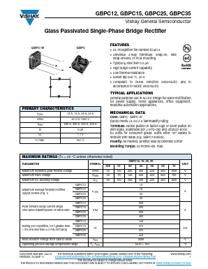 GBPC15 Datasheet PDF Vishay Semiconductors