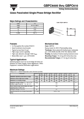 GBPC602 Datasheet PDF Vishay Semiconductors