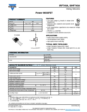 IRF740APBF Datasheet PDF Vishay Semiconductors
