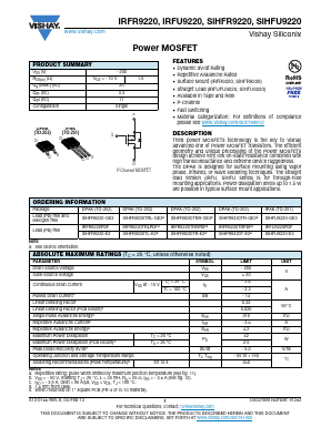 SIHFU9220-E3 Datasheet PDF Vishay Semiconductors