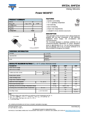 IRFZ34 Datasheet PDF Vishay Semiconductors