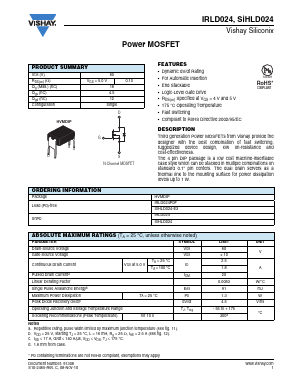 IRLD024 Datasheet PDF Vishay Semiconductors