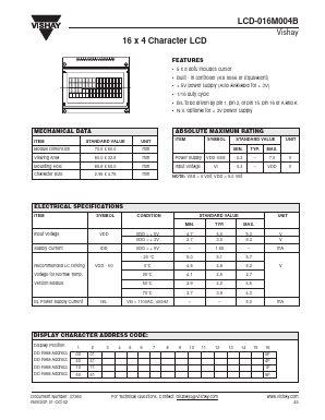 LCD-016M004B Datasheet PDF Vishay Semiconductors