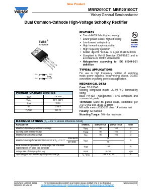 MBR20100CT Datasheet PDF Vishay Semiconductors