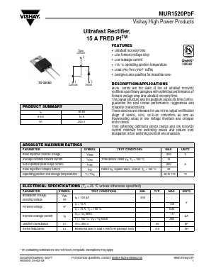 MUR1520PBF Datasheet PDF Vishay Semiconductors